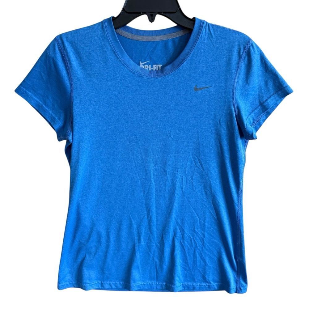 Nike Women's Dri-Fit T-Shirt Blue Crew Neck Gym Workout 100% Polyester Size Med